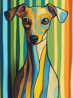Colorful Italian Greyhound Line Art