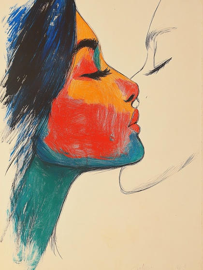 Colorful Kiss Abstract Portrait