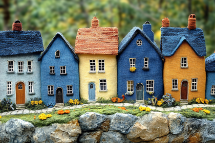 Colorful Knitted Houses