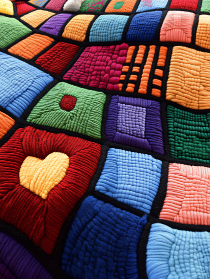 Free Download Colorful Knitted Patchwork Quilt Texture Background