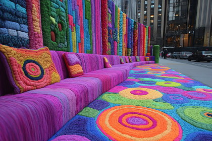 Colorful Knitted Urban Installation
