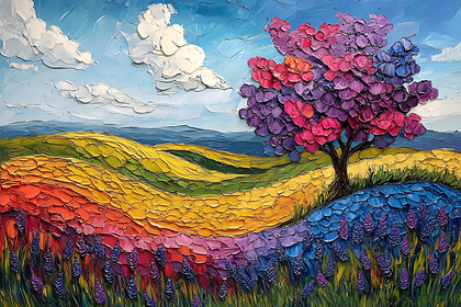 Colorful Landscape with Tree