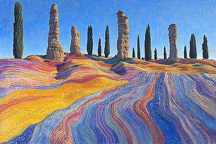 Colorful Landscape with Trees