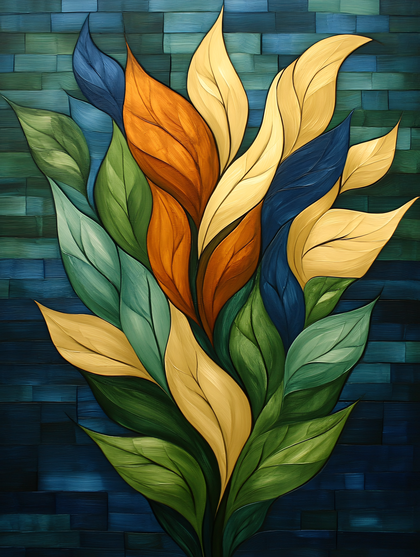 Colorful Leaves on Textured Background