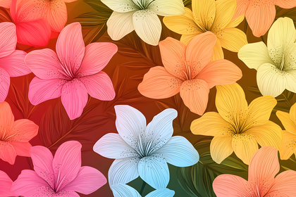 Colorful Lily Flowers Pattern