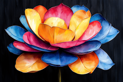 Colorful Lotus Flower Digital Painting