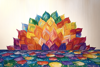 Colorful Lotus Flower Painting
