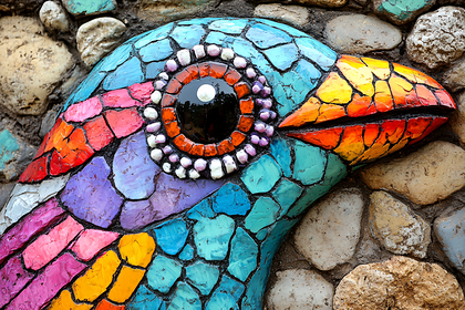 Colorful Mosaic Bird Head