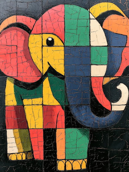 Colorful Mosaic Elephant
