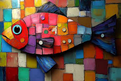 Colorful Mosaic Fish Painting