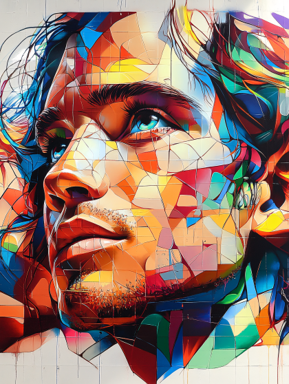 Colorful Mosaic Portrait of a Man