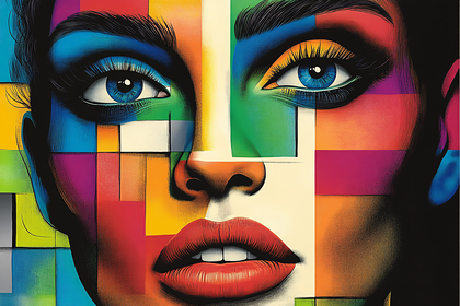 Colorful Mosaic Woman Portrait