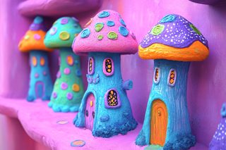 Colorful Mushroom Houses