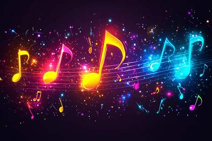 Colorful Musical Notes on Staff