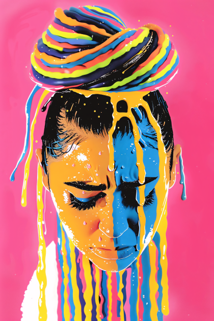 Colorful Paint Dripping Portrait