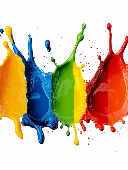 Colorful Paint Splashes On White Background