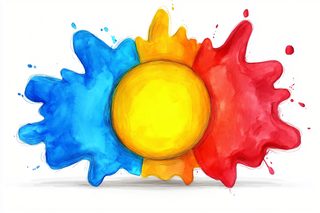 Colorful Paint Splashes with Central Yellow Circle