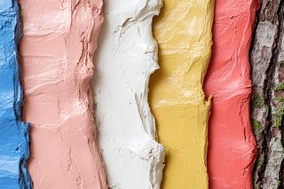 Colorful Paint Strokes and Tree Bark Texture