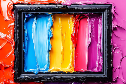 Colorful Paint Strokes In Black Frame