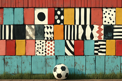 Colorful Painted Wall with Soccer Ball