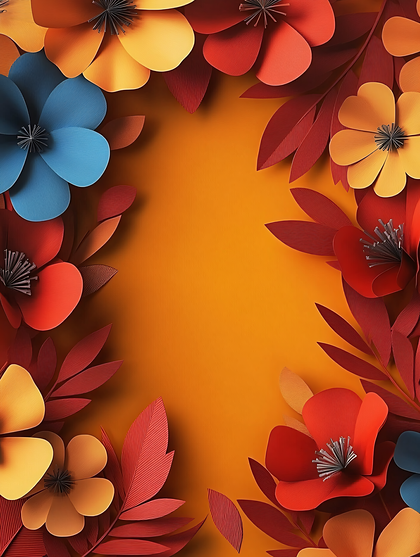 Colorful Paper Flowers Border