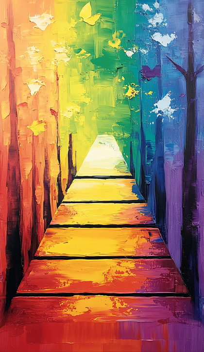 Colorful Path Through the Woods