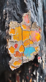 Colorful Peeling Paint on Tree Bark