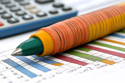 Colorful Pen On Financial Charts