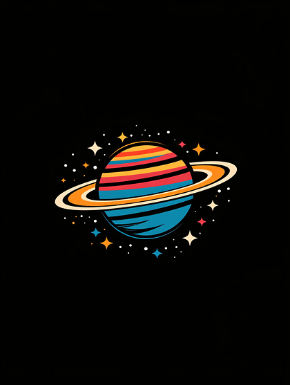Colorful Planet With Rings