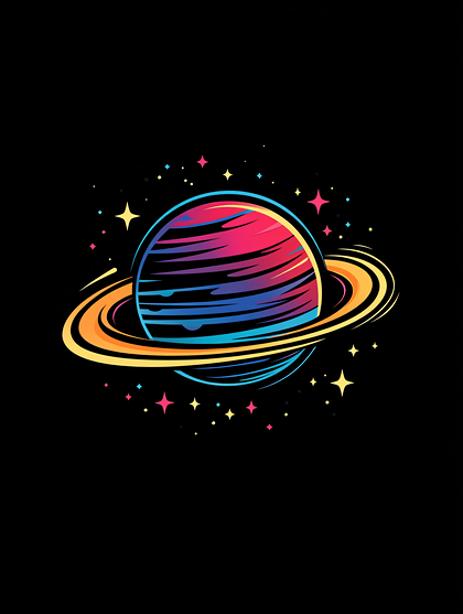 Colorful Planet With Rings