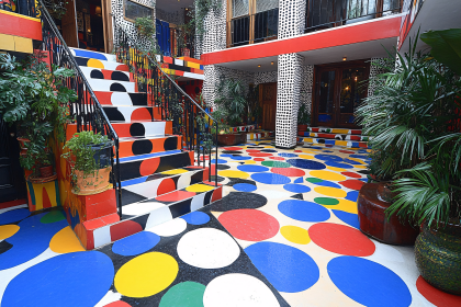Colorful Polka Dot Building Exterior