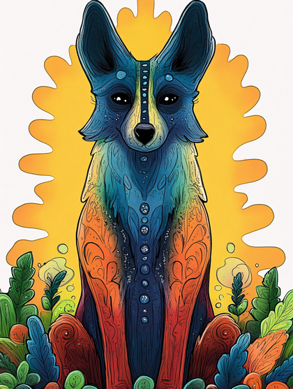 Colorful Psychedelic Dog Portrait