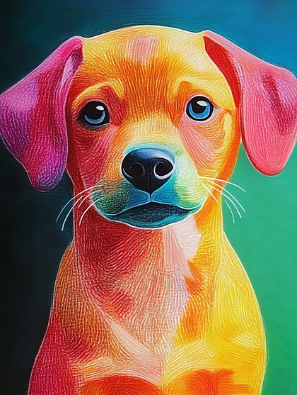 Colorful Puppy Portrait