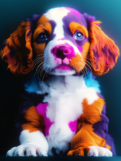 Colorful Puppy Portrait