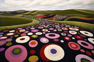 Colorful Road Through Rolling Hills