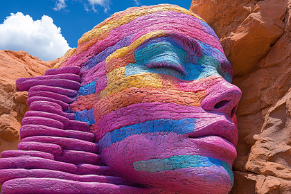 Colorful Rock Head Sculpture