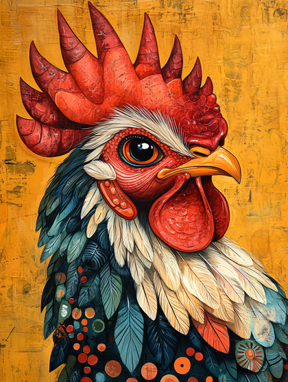 Colorful Rooster Head Portrait