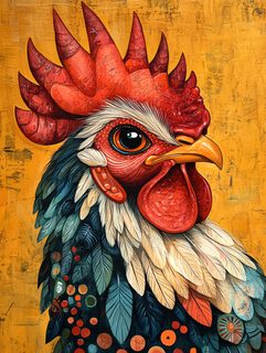 Colorful Rooster Head Portrait