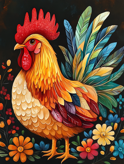 Colorful Rooster Illustration