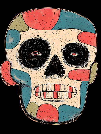 Colorful Skull with Abstract Patches