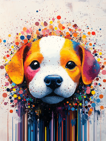 Colorful Splatter Dog Portrait