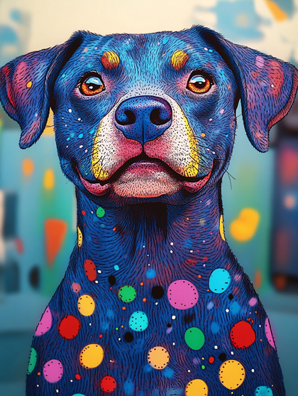 Colorful Spotted Dog Portrait