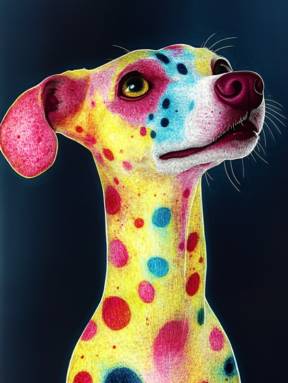 Colorful Spotted Dog Portrait