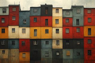 Colorful Stacked Building Facades