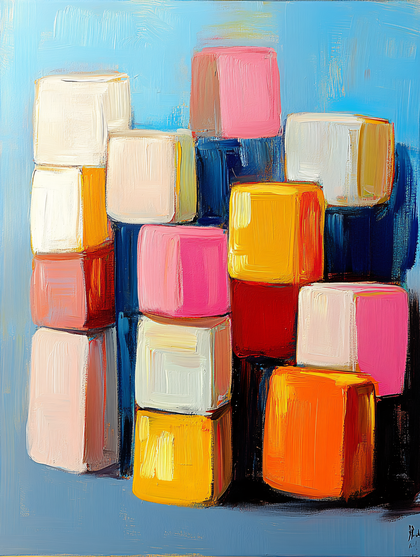 Colorful Stacked Cubes Painting
