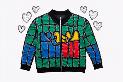 Colorful Stained Glass Jacket with Hearts