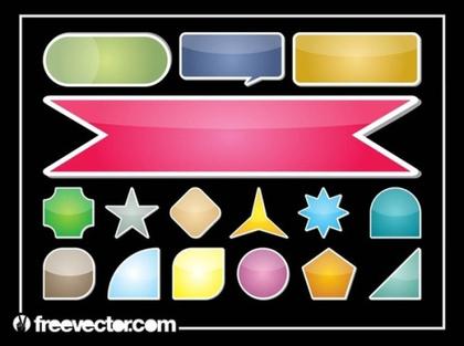 Colorful Sticker Set Free Vector