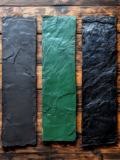 Colorful Stone Slabs On Wooden Surface