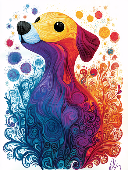 Colorful Swirl Dog