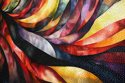 Colorful Swirling River with Dots